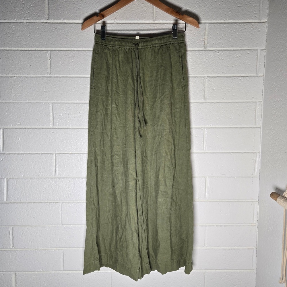 Max Studio London Linen Blend Wide Leg Pants Small High Rise Hippie Lagenlook